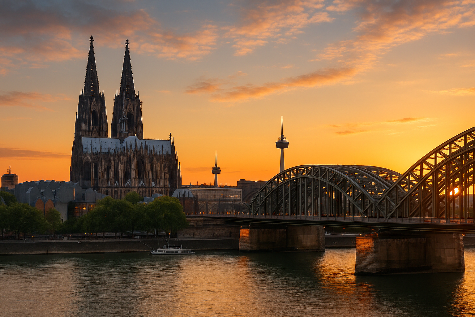 Panoramaaufnahme von Köln mit dem Kölner Dom und dem Rhein – Symbolbild für Falke law.tax, türkischer Anwalt in Köln mit Fokus auf Handels-, Arbeits- und Steuerrecht.
